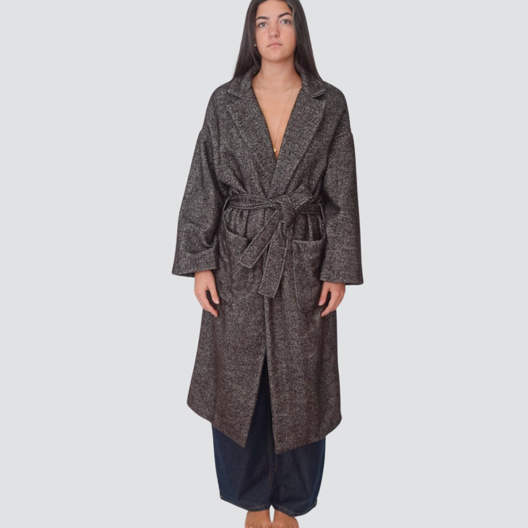 Philia Loft cappotto spinato chiusura con cintura Art D01N0697