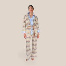Carica l'immagine nel visualizzatore di Gallery, Tensione in pantalone palazzo zig zag elastico vita 50% cotone Art P6HMP05A414 ( cardigan Art P6HMG40 )
