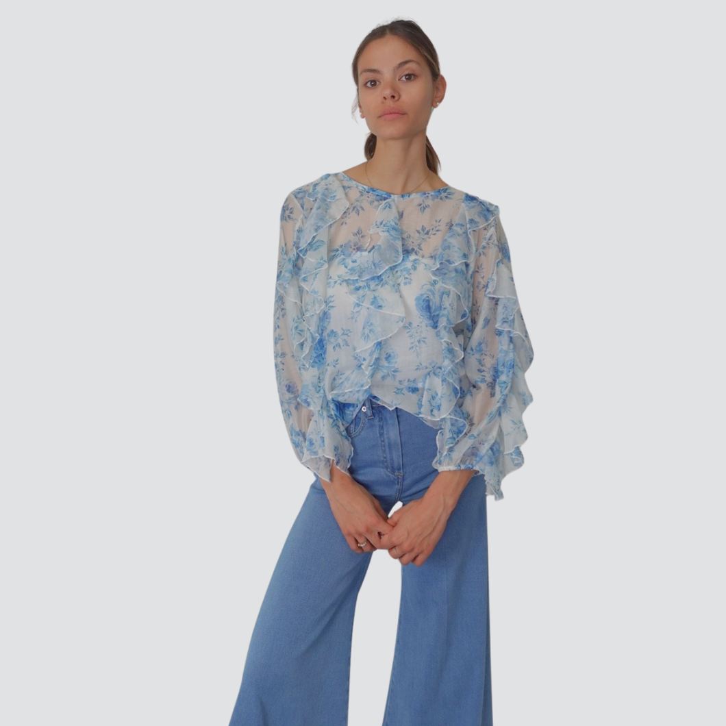 Haveone camicia fantasia con rouches 75% lyocell Art CVS-N320