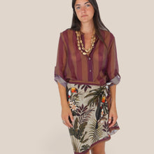 Carica l'immagine nel visualizzatore di Gallery, Haveone camicia over rigata cioccolato prugna 85% lyocell Art CVS-Q422
