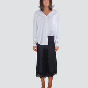 Tensione in gonna midi satina spacco laterale pizzo Art 37527