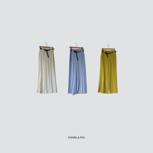 Tensione in pantalone goffrato con cintura 84% viscosa Art 25P7772