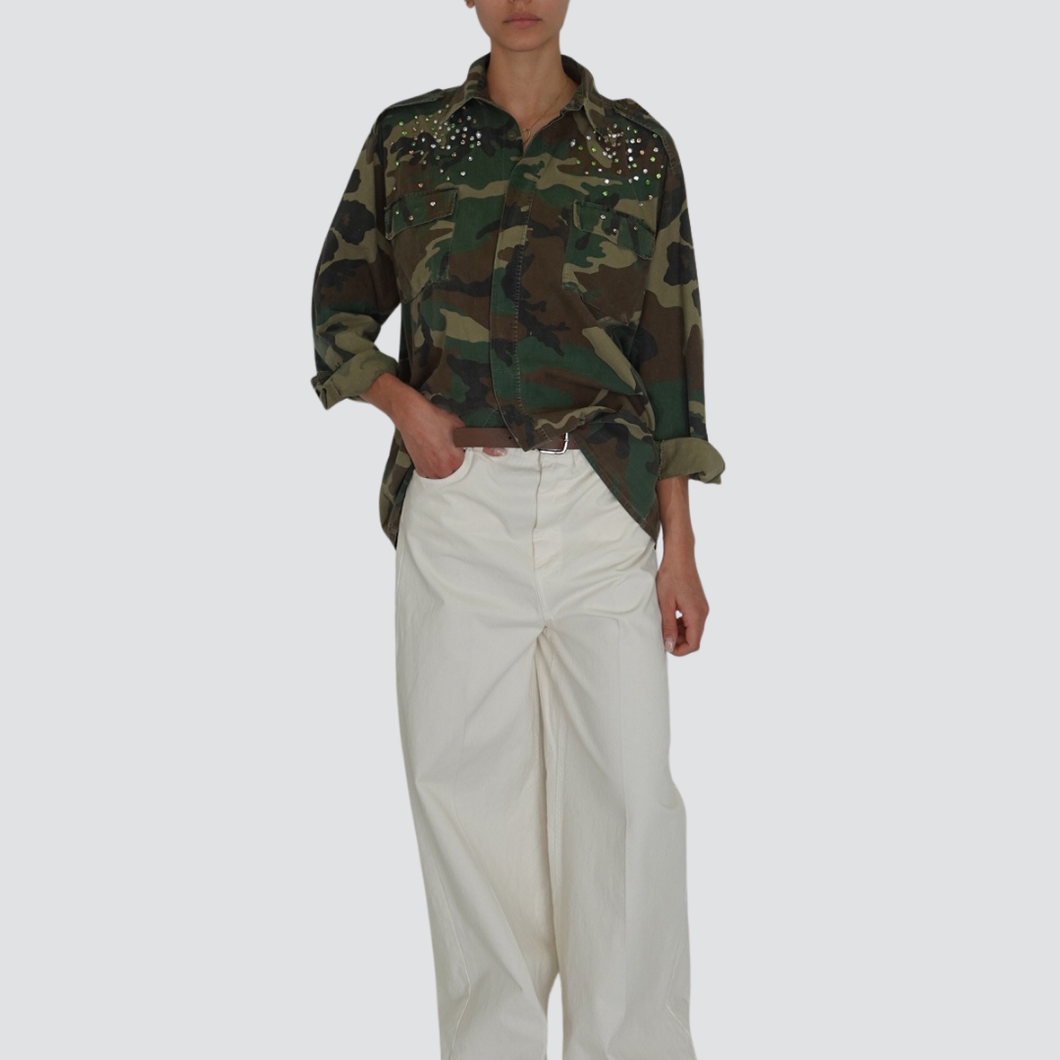 Vicolo jeans gamba ampia con cintura elastico retro 100% cotone Art TD1367