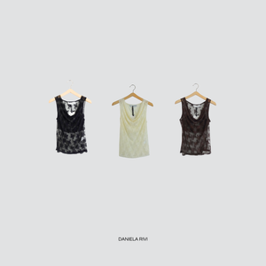 Haveone blusa pizzo smanicata con gronda Art RMA-P027