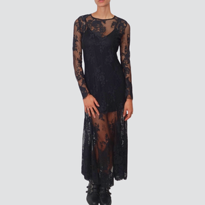 Tensione in abito pizzo con sottoveste corto balza fondo 52% cotone Art W25X476