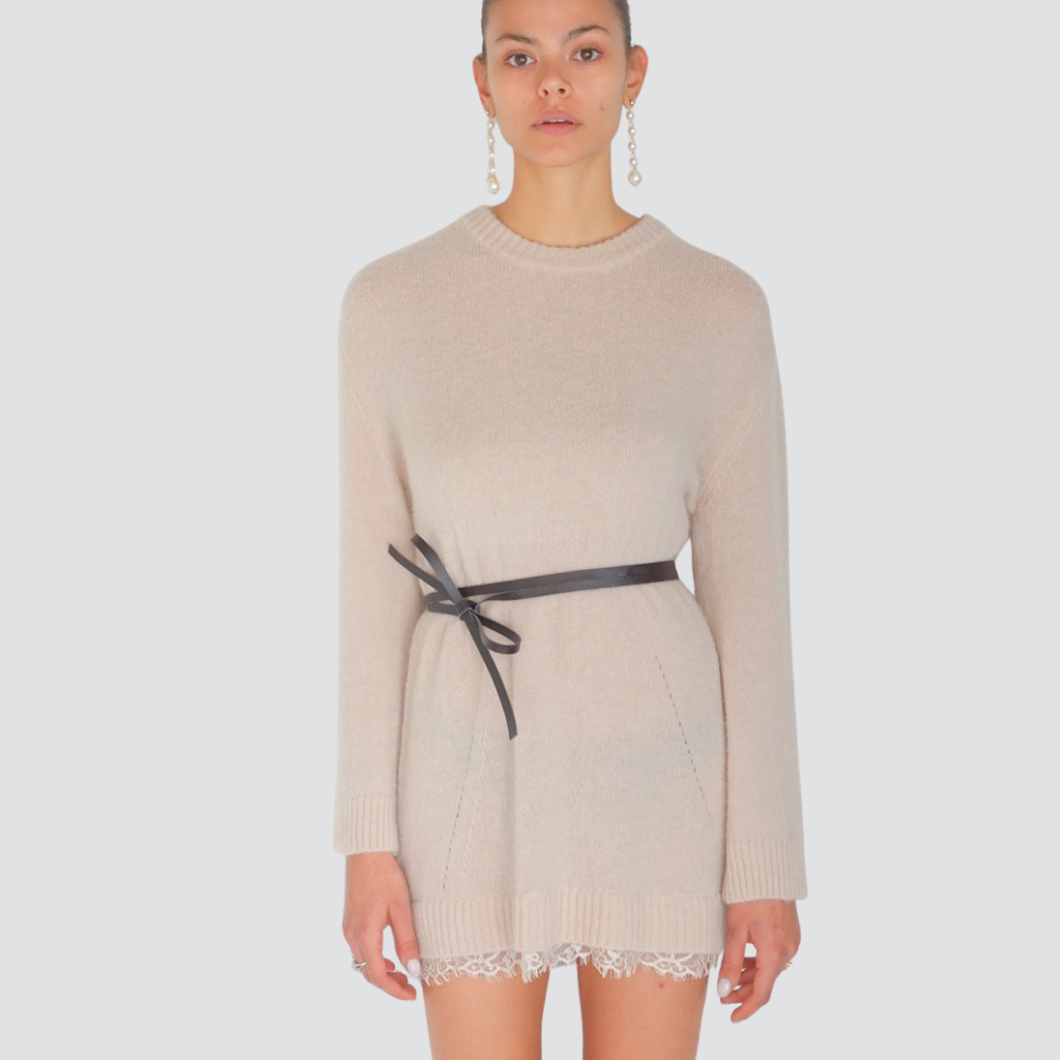 Dixie abitocon cintura fondo pizzo misto lana Art A440Y081