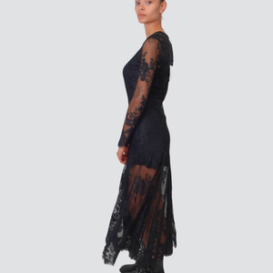 Tensione in abito pizzo con sottoveste corto balza fondo 52% cotone Art W25X476
