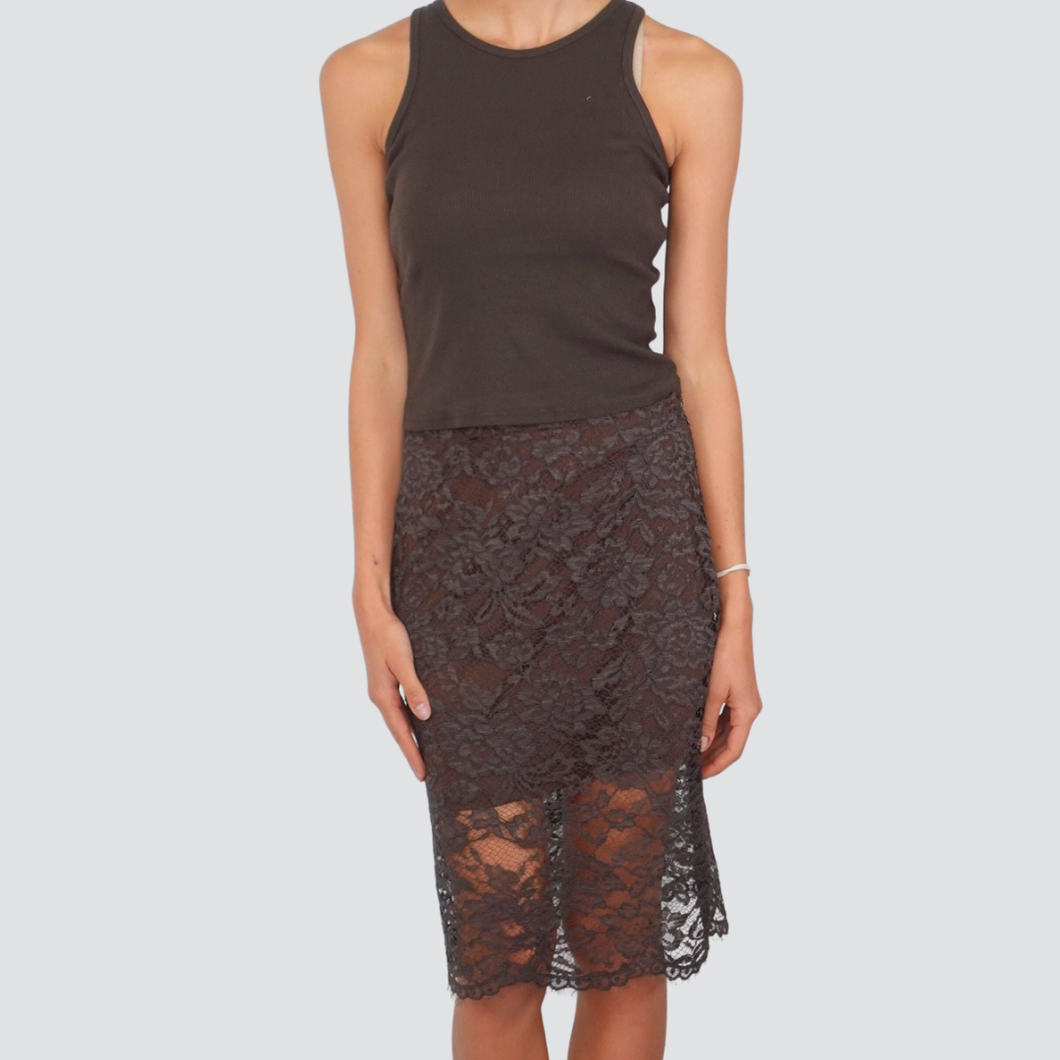 Tensione in gonna  moro pizzo con sottoveste Art N20074AT