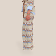 Carica l'immagine nel visualizzatore di Gallery, Tensione in pantalone palazzo zig zag elastico vita 50% cotone Art P6HMP05A414 ( cardigan Art P6HMG40 )
