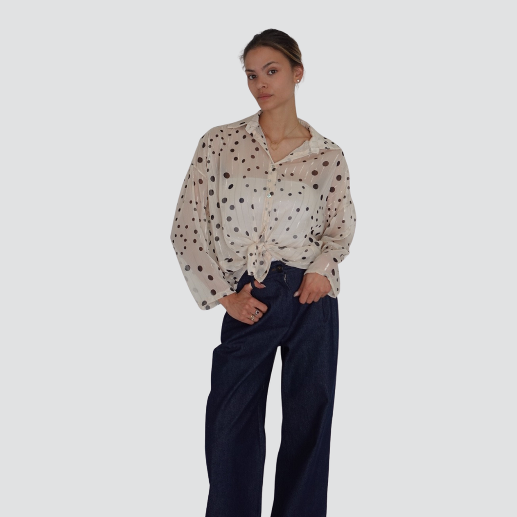 Vicolo camicia over pois gessata lurex 100% cotone Art TD1622