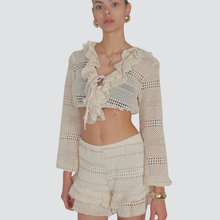 Carica l&#39;immagine nel visualizzatore di Gallery, Haveone camicia cropped gala davanti filo lurex 100% viscosa Art CMA-N323
