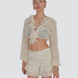 Haveone camicia cropped gala davanti filo lurex 100% viscosa Art CMA-N323