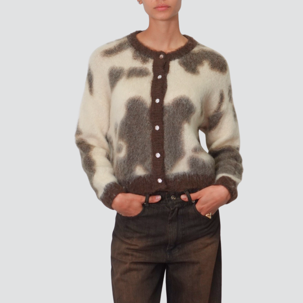 Philia Loft cardigan maculato bottoni gioiello lana mohair Art F01O0161