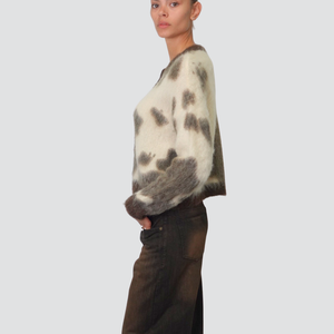 Philia Loft cardigan maculato bottoni gioiello lana mohair Art F01O0161