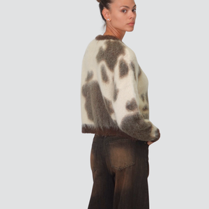 Philia Loft cardigan maculato bottoni gioiello lana mohair Art F01O0161