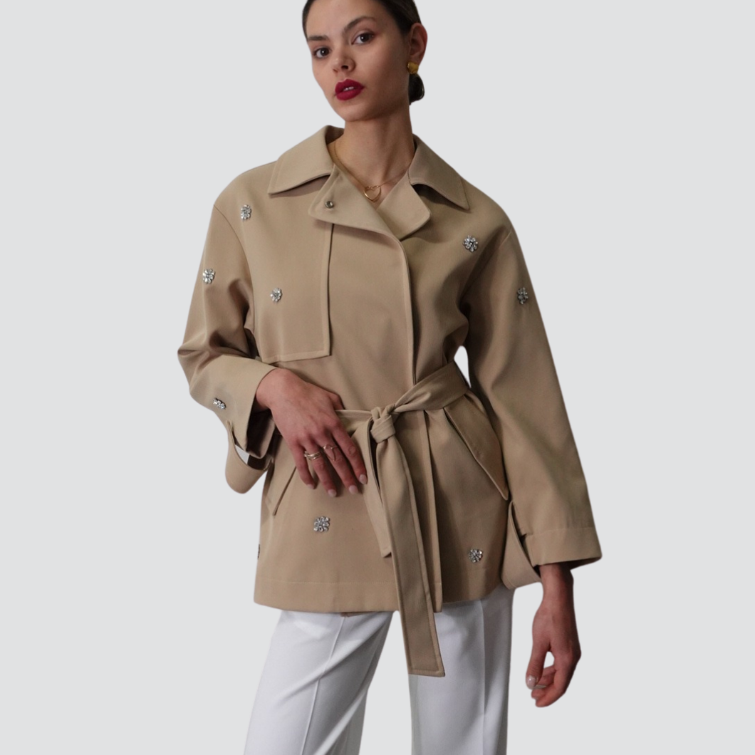 Vicolo trench corto con strass 65% cotone Art TD0165