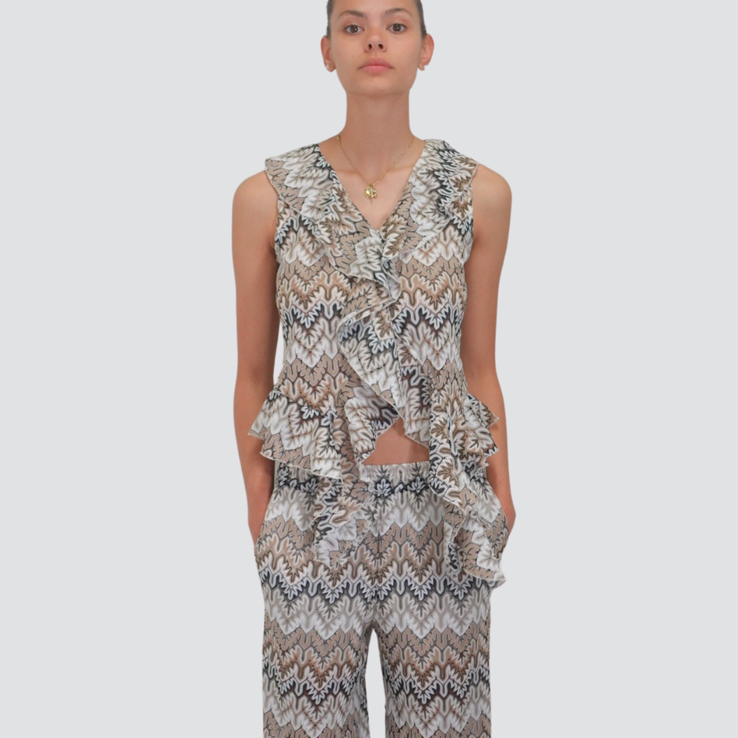Tensione in blusa fantasia con rouches Art WX1466