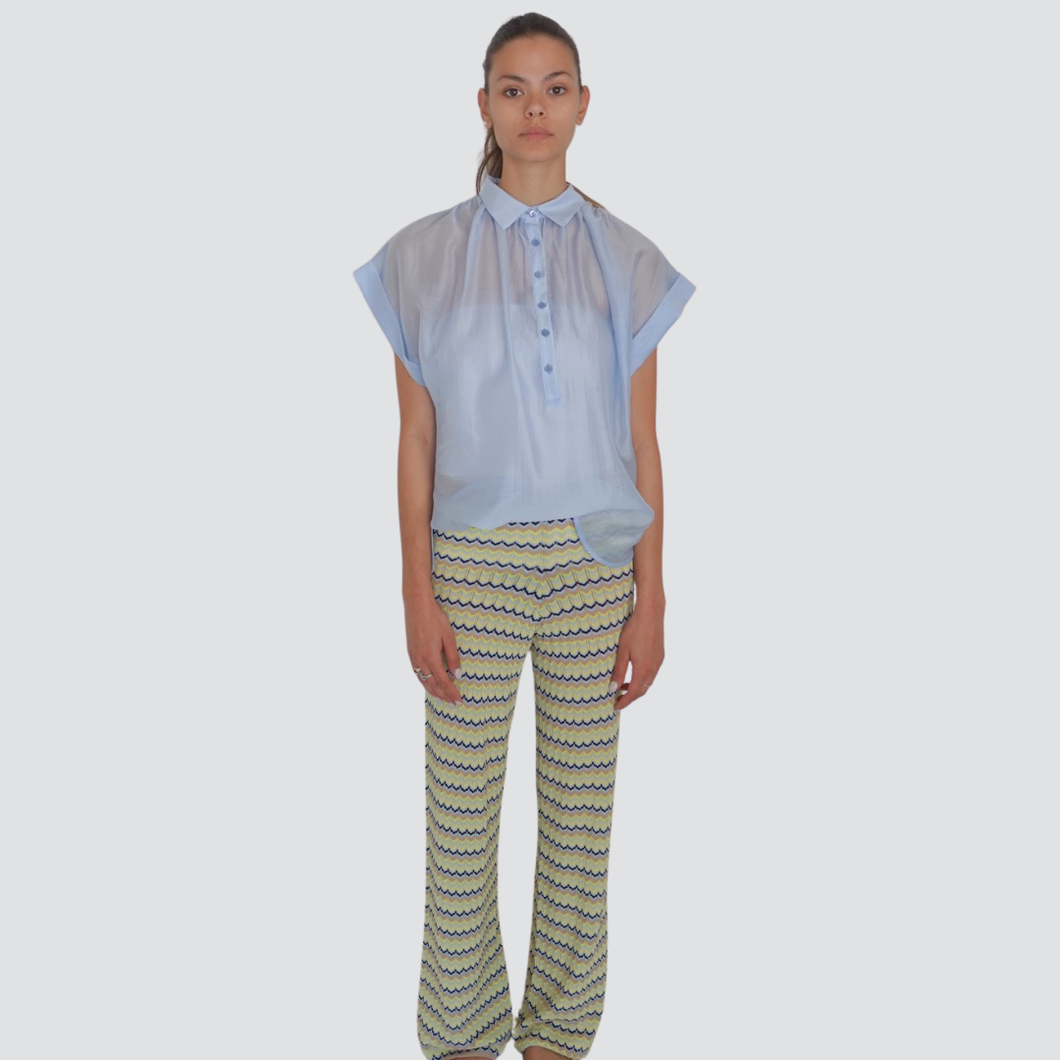 Vicolo pantalone fantasia chevron in maglia 65% viscosa Art 22154D