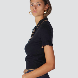Tensione in polo bordino colorato scollo rouches 50% viscosa Art 25A610