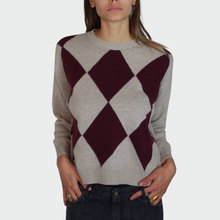 Carica l&#39;immagine nel visualizzatore di Gallery, Tensione in maglia rombi spalla scesa 40% viscosa 25% lana 5% cashmere Art 2240282
