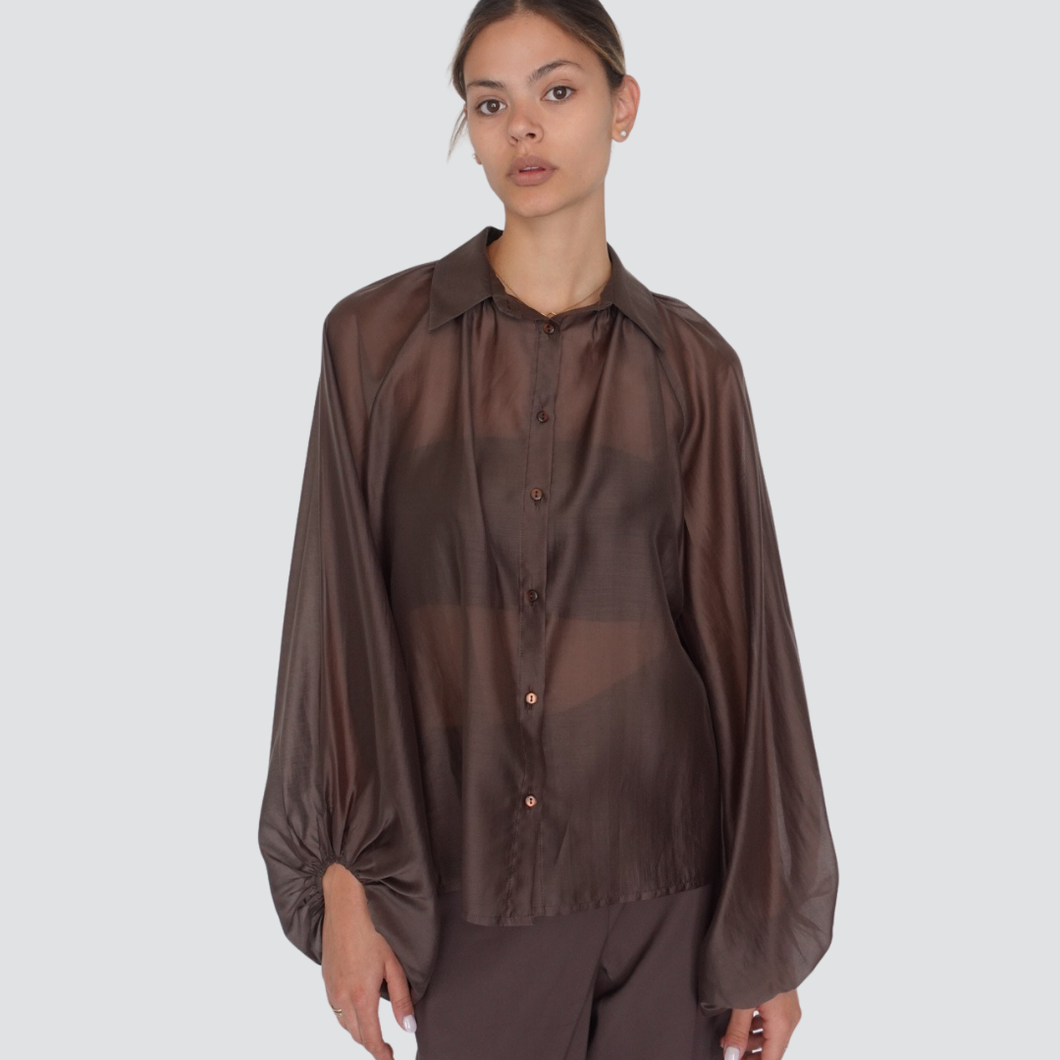 Tensione in camicia over manica ampia 85% tencell Art 25C7467