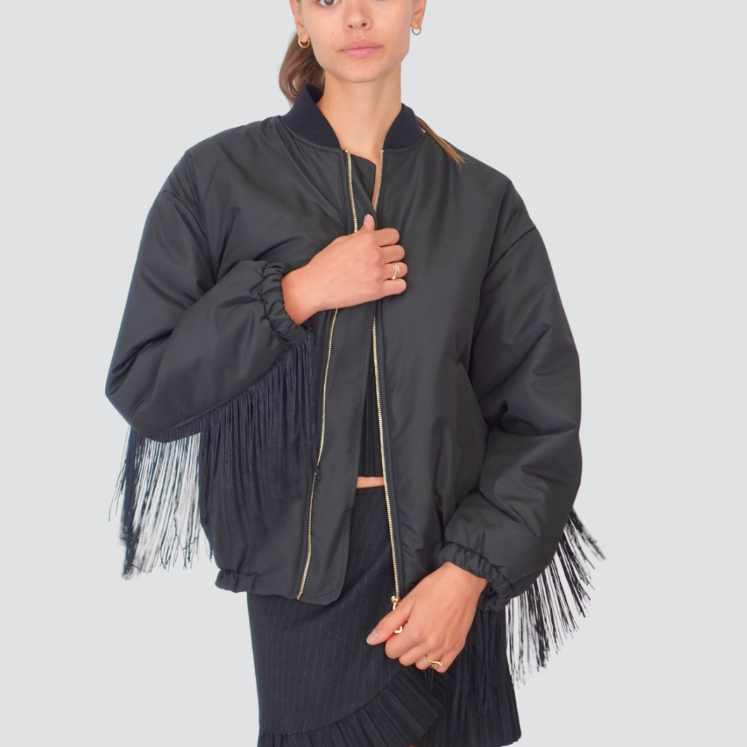 Tensione in bomber foderato con frangie Art FW250034