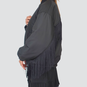 Tensione in bomber foderato con frangie Art FW250034
