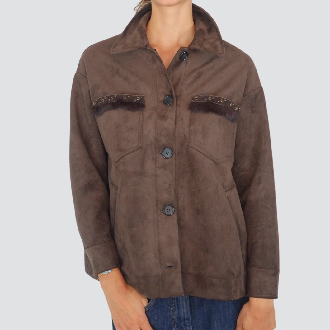 Dixie giacca suede con taschine borchie Art JDL1KCS