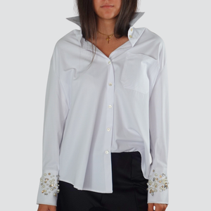 Tensione in camicia over polsino applicazione con taschino 45% cotone Art 37397