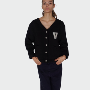 Vicolo felpa cardigan over felpato con patch e toppe manica 65% cotone Art RS0420