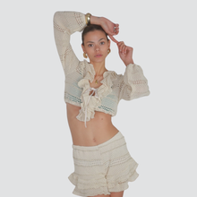 Carica l&#39;immagine nel visualizzatore di Gallery, Haveone camicia cropped gala davanti filo lurex 100% viscosa Art CMA-N323

