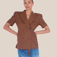 Carica l'immagine nel visualizzatore di Gallery, Dixie blazer doppiopetto sfiancato con spallini 63% cotone Art JDOMJEA

