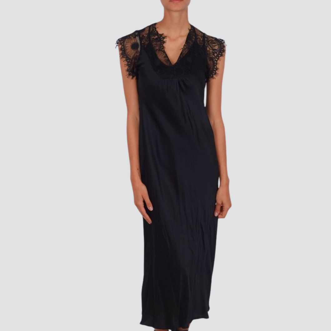 Philia Loft abito satin pizzo scollo V 100% viscosa Art D01E0488