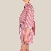 Carica l'immagine nel visualizzatore di Gallery, Vicolo camicia over rigata con bordino 100% cotone Art TAB2313
