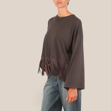 Carica l'immagine nel visualizzatore di Gallery, Haveone maglia over manica ampia fondo frange 100% frange Art MSH-R225
