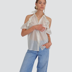 Vicolo camicia con rouches e cut out 85% lyocell Art TD2500