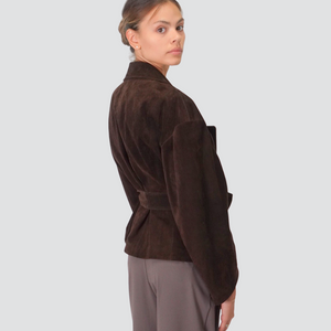 Vicolo giacca vera pelle foderata con cintura Art TF0269