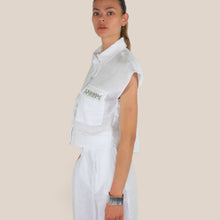 Carica l'immagine nel visualizzatore di Gallery, Tensione in camicia over applicazione strass 100% lino Art 26C5196 ( pantalone Art 26P5195 )
