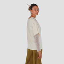 Carica l&#39;immagine nel visualizzatore di Gallery, Haveone t-shirt pieghe con manicotti pizzo 100% cotone Art TMA-P015

