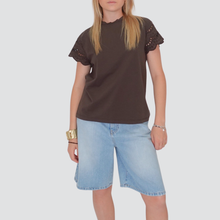 Carica l&#39;immagine nel visualizzatore di Gallery, Vicolo t-shirt manica pizzo 100% cotone Art UD0308
