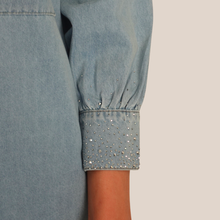 Carica l'immagine nel visualizzatore di Gallery, Haveone camicia denim con applicazioni spacchetti laterali 100% cotone Art CLA-Q010
