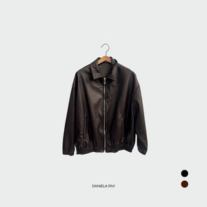 Bomber ecopelle zip spalla scesa foderato