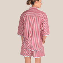 Carica l'immagine nel visualizzatore di Gallery, Vicolo camicia over rigata con bordino 100% cotone Art TAB2313
