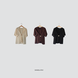 Haveone t-shirt pieghe con manicotti pizzo 100% cotone Art TMA-P015