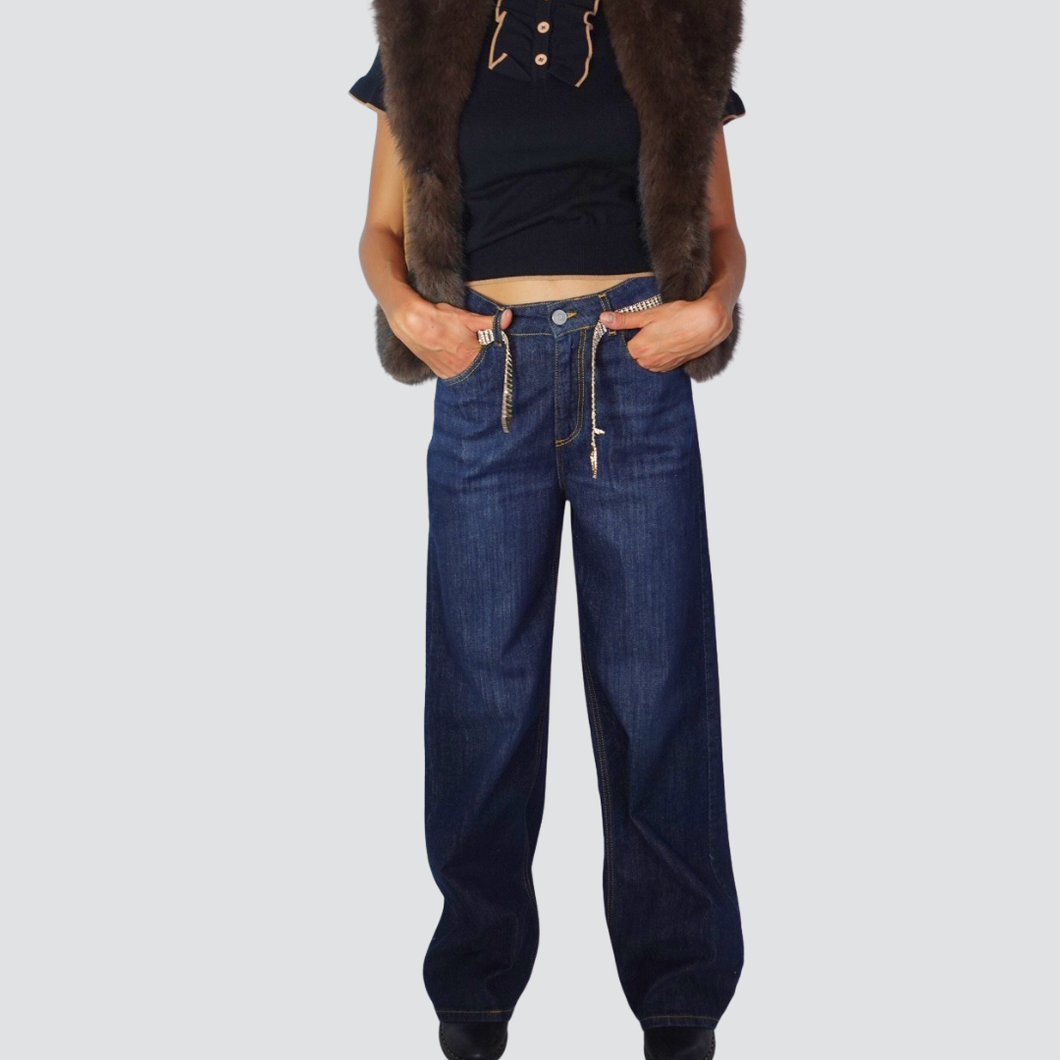 Tensione in jeans Gloria palazzo denim blu 98% cotone Art 3523T