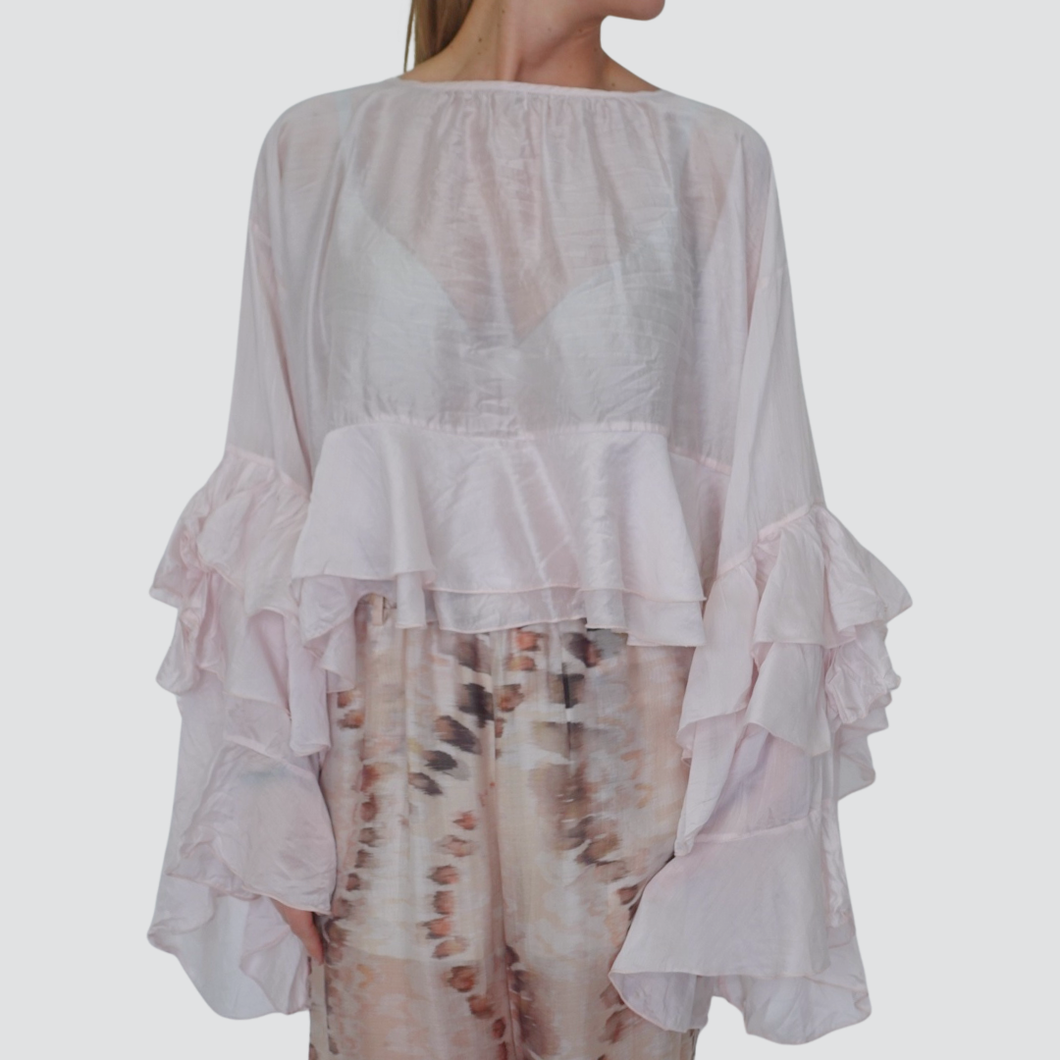 Haveone blusa over manica ampia con gale 85% tencell Art CMA-N275