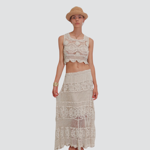 Haveone completo crochet top più gonna 100% cotone Art HBU-N010