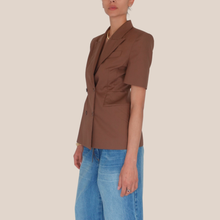 Carica l'immagine nel visualizzatore di Gallery, Dixie blazer doppiopetto sfiancato con spallini 63% cotone Art JDOMJEA
