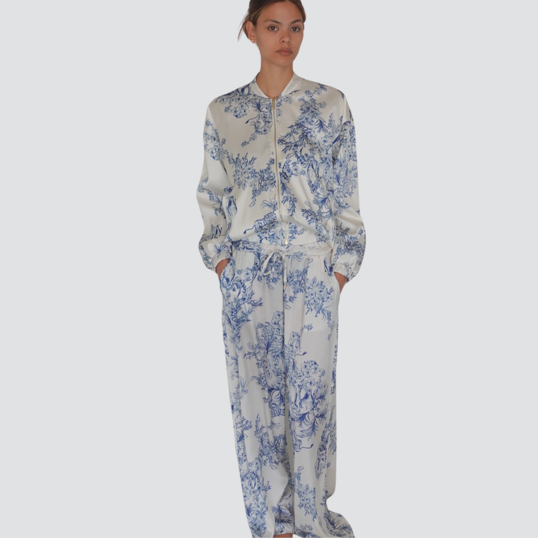 Tensione in pantalone gamba ampia stampa floreale elastico vita Art S25P810