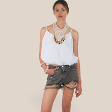 Carica l'immagine nel visualizzatore di Gallery, Haveone shorts nero sovrattinto moro con rotture 100% cotone Art PGZ-Q242
